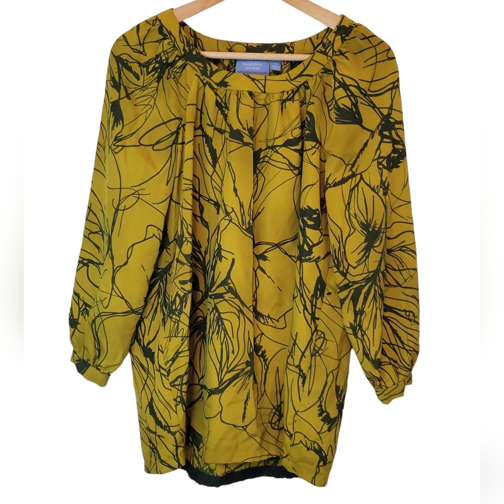 Simply Vera Vera Wang Women's Green Floral Blouse Size Small